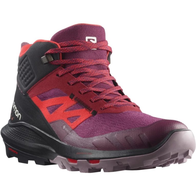 Fuchsia / Red / Black Salomon Outpulse Mid GTX Women's Hiking Boots | PH 19470P